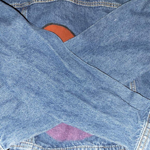Women's Izod Jeans Handpainted Denim Jacket sz Petite Med - Picture 5 of 6